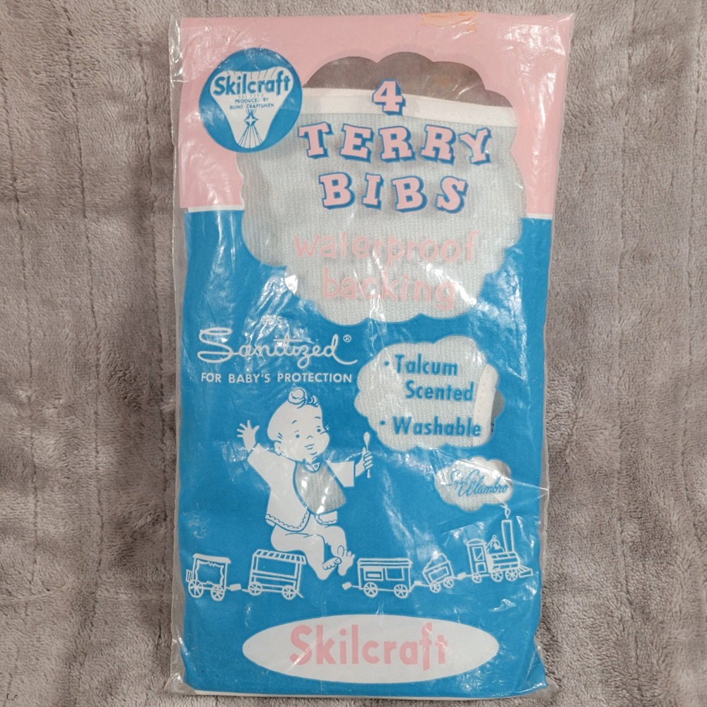 Skilcraft Terry Bibs‎ Baby OS Multicolor Vintage 3 Pack Waterproof Backing Tie